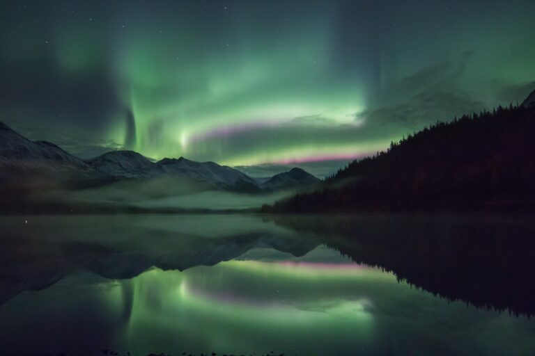 northern lights over lake green