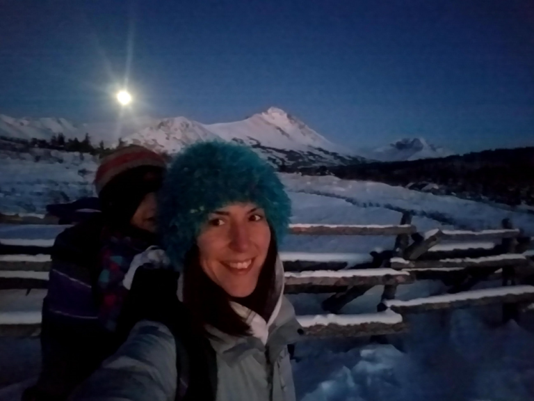 Shekinah winter hiking at night