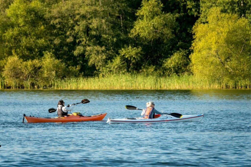 Kayaking on the Kenai Peninsula surrounded by Alaska mountain scenery